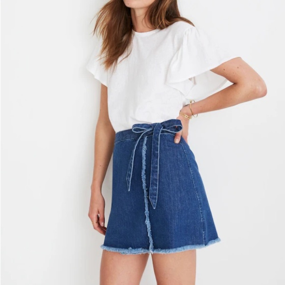 Madewell raw-hem mini wrap skirt